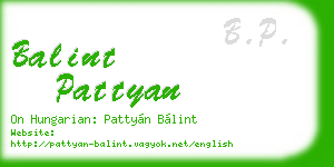 balint pattyan business card